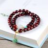Pulsera de bambú de sándalo natural, hoja pequeña de sándalo rojo 7*5mm, cuenta de bambú, pulsera de doble aro, cuenta de barril comodín, joyería al por mayor