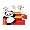Decoración de Fiesta Nacional Pegatinas Electrostáticas para Vidrio Diseño de Escena para Centro Comercial Pegatinas de Ventana de Panda Lindo