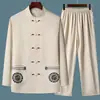 Traje de Verano Marca Lobo del Norte de China para Hombres de Mediana Edad y Mayores, Hanfu de Abuelo Estilo Chino Verano Delgado Manga Corta Traje Tang en Stock