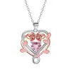 Knn-448 Estilo Lujo Ligero Transfronterizo Collar de Amor Rosa con Colgante Colorido Electrochapado, Cadena Lateral Resistente al Desvanecimiento Venta al por Mayor