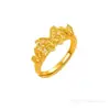 Transmissão ao Vivo de Anéis de Flor Rosa Banhados a Ouro de Alta Qualidade, Mesmo Estilo das Lojas de Ouro, Anéis Ajustáveis Pixiu Banhados a Ouro da Moda, Atacado em Estoque