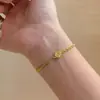 Pulseira Cubana Vintage com Moedas, Estilo Retro de Luxo Leve, Design de Borla em Forma de Folha, Pulseira Cubana de Peça Única para Dropshipping