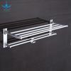 Estante Doble Plegable Móvil para Toallas de Baño de Aluminio Espacial Baño Estante de Almacenamiento para Baño Sin Taladros ni Clavos
