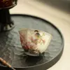Xícara de Chá Kung Fu Azul Orquídea e Branco Vermelho Pedra de Fogo, Xícara Grande para Mestre, Xícara de Cerâmica para Degustação, Xícara Única Pessoal de Alto Padrão