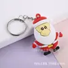 Nuevo llavero colgante de goma blanda de PVC Cadena de llaves de Navidad Muñeco tridimensional de Anciano, muñeco de nieve, alce al por mayor