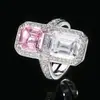 Popular explosivo Huabi joyería cobre chapado en oro simulación corte pagoda anillo de diamante aguamarina 8*10-8*8