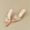 Zapatos Casuales de Malla con Tacón Fino y Punta Fina, Abiertos, de Tacón Alto para Usar al Aire Libre, Sandalias Elegantes de Venta Caliente Estilo Coreano para Mujer, Nuevo Modelo Verano 2025