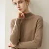 Suéter de cachemira 100% de lujo ligero y minimalista para mujer, con cuello semialto, diseño de jersey y mangas largas versátiles, perfecto para el uso diario.