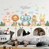 Nueva LD93112 combinación de animales de dibujos animados para dormitorio infantil, guardería, pegatinas decorativas de pared autoadhesivas