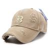 Gorra de béisbol para hombre, estilo urbano, con múltiples combinaciones, rasgada, bordada con letras, de algodón lavado antiguo para primavera y verano.