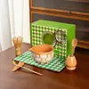 Juego de Té Matcha de 7 Piezas Tazón Matcha a Cuadros con Pico Flor de Cerezo Batidor de Té Estilo Ins Europeo y Americano 100 Piezas