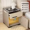 Carregador Sem Fio Mesa de Cabeceira Inteligente Quarto Pequeno Simples Moderno Armário de Armazenamento Doméstico Luxo Leve Avançado Seguro com Trava
