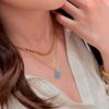 Colar Pingente Coração Flor Azul Pequena Retro Luxo Leve Diamante Azul e Branco Corrente de Clavícula Versátil Exquisito Nicho Dopamina