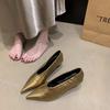 Zapatos Poco Profundos de Tacón Bajo Estilo Europeo y Americano, Nuevo Modelo 2026 Zapatos de Salón con Corte en V y Punta Fina para Mujer, Zapatos de Bruja de Tacón Delgado, Zapatos Cómodos para Abuela