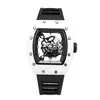 Venta Caliente Richard Forma de Barril Esqueleto Fondo Transparente Versátil Estilo Japonés Coreano Reloj de Pulsera para Hombre Reloj de Cuarzo Al Por Mayor