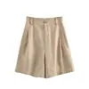 Shorts casuales para mujer, nuevos pantalones de lino Tencel antiarrugas de verano 2026, pantalones delgados de corte A para mujeres petite