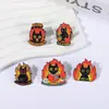 Broche Creativo Nuevo Gato Llama Dibujo Animado Serie Gato Negro Lindo Insignia de Metal Pintado de Aleación Animal Venta al por Mayor