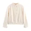 Para Comercio Exterior Transfronterizo Ropa Europea y Americana para Mujer Nueva Venta al por Mayor Moda Cuello Alto Manga Larga Chaqueta Decorada con Botones Abrigo de Uniforme de Béisbol