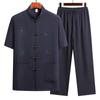 Traje de Camisa Nuevo de Verano 2025 Camisa Bordada de Manga Corta Ropa para Ejercicio Matutino de Padre de Mediana Edad Ropa Anticuada