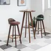 Mesa de Bar Doméstica Mesa Redonda Pequena Cadeira Simples para Varanda Café Banqueta Alta Combinação Pernas de Madeira Maciça Nórdico Loja de Chá com Leite