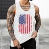 Camiseta sin mangas de moda con bandera americana para hombre, verano, impresión 3D, sin mangas