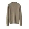 Clássico e Simples! Suéter de Cashmere Liso para Mulheres, Gola Alta Meia, Amigo da Pele, Corte Ajustado, Camada Base de Tricô de Lã Grossa