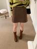 Huang Zheng Menina Popular Saia de Camurça Cintura Alta Feminina Outono e Inverno Slim Fit Evasê Casual Cobre o Quadril Saia Curta 541011