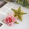 En stock adorno de tocado de rosa recta rizada artificial decoración retro europea rosa recta rizada cabeza de rosa flor falsa flor de seda
