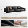 Novo modelo Sofá Grande de Couro de Vaca Preto, minimalista italiano moderno simples sala de estar couro genuíno em forma de bloco reto látex sofá