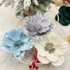 Terciopelo Polvo Dorado Flor de Navidad Magnolia de Cinco Pétalos Flor Artificial Adorno para Árbol de Navidad Accesorios de Decoración Navideña Transfronterizo