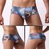 Nuevos bóxers pequeños de cintura baja para hombre, estilo europeo y americano, transpirables, con absorción de humedad, malla convexa en U, diseño clásico, ropa interior estampada para hombre.