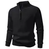 2026 inverno novo moda masculina tendência suéter de meia-zip malha top tamanho plus cor sólida simples camisa base para homens