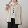 Camisa de Botão Estilo Chinês de 4 Cores para Mulheres, Nova Coleção Primavera 2026 Solta de Algodão e Linho Roupas Femininas Estilo Chinês, Top Retrô Artístico