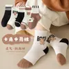 [Popular] calcetines para niños niños otoño e invierno niños medianos y grandes combinan con todo color liso desodorantes a rayas estilo coreano moda para estudiantes