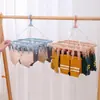 Varal de Meias Varanda à Prova de Vento Varal de Roupas com Múltiplos Clipes 32 Clipes Quadrado Dobrável Varal para Dormitório Secar Roupas Íntimas