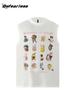 Camiseta sin mangas de moda nacional retro divertida de gato de verano para hombre y mujer, hip hop, moderna, holgada, casual, para parejas, sudadera top T