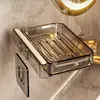 Plato para Jabón de Baño de PET Estante de Almacenamiento para Inodoro de Doble Capa sin Taladro Ventosa Montado en Pared Drenante Almacenamiento Soporte para Jabón