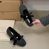 Zapatos Planos de Lana con Lazo Francés y Perlas, Felpa Interior Gruesa para Mujer en Otoño e Invierno, Elegantes Zapatos de Ballet Mary Jane con Plataforma Interior