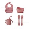 Set Especial de Silicona para Alimentación de Bebé de Cinco Piezas Transfronterizo, Plato para Alimentación de Bebé de Grado Alimenticio, Babero, Set de Alimentación para Bebé en Stock