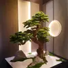Paisagismo com Plantas Verdes sob a Escada, Exibição de Canto no Sala de Estar, Decoração de Interiores, Enfeites de Plantas Artificiais