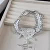 Nuevo Estilo Barroco Perla Lazo Encaje Blanco Cadena para Clavícula Femenina Dulce Hottie Retro Collar Venta al por Mayor