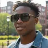 Estilo Europeu e Americano Simples Armação Quadrada com Ponte Dupla Óculos de Sol Versáteis para Férias Moda ao Ar Livre Viagem Proteção Solar Tendência Óculos de Sol Transfronteiriços