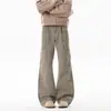Jeans Melard Color Café de Corte Diagonal para Hombre, Pantalones de Trabajo Rectos Resistentes para Verano, Pantalones Vibe de Corte Delgado