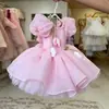 Vestido de menina em estilo doce, vestido amarelo de manga bufante, vestido de princesa para aniversário, vestido fofo, vestido estilo francês para um ano de idade