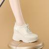 Zapatos Casuales de Plataforma con Cordones y Tacón Alto Profundo 9.5cm Ligeros Aumentadores de Altura Interior para Mujer, Colección Primavera y Otoño 2025