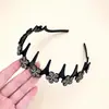 Diadema de Flor con Incrustaciones de Diamante y Ola para Mujer 2025 Nuevo Estilo Esponjosa de Parte Superior Alta para Lavado Facial Antideslizante que No se Pega