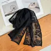 Lenço Triângulo de Renda Bordado Floral Vintage, Malha Semitransparente com Bordas Franzidas, Faixa de Cabeça Decorativa Suave Estilo Francês, Lenço Longo