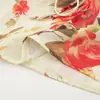 Camisola sexy estilo vacacional con cuello en V, volantes y amarre, estampada, nuevo top de verano ajustado para chica popular