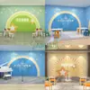 Fundo de palco para aula de treinamento de eloquência, pequeno host de fala 3D, papel de parede para decoração de sala de aula de treinamento, instituição de treinamento, sala de aula de transmissão