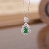 Colgante de calabaza Folu de lujo vintage de jade verde de plata esterlina S925 de Yilu Silver, elegante colgante blanco